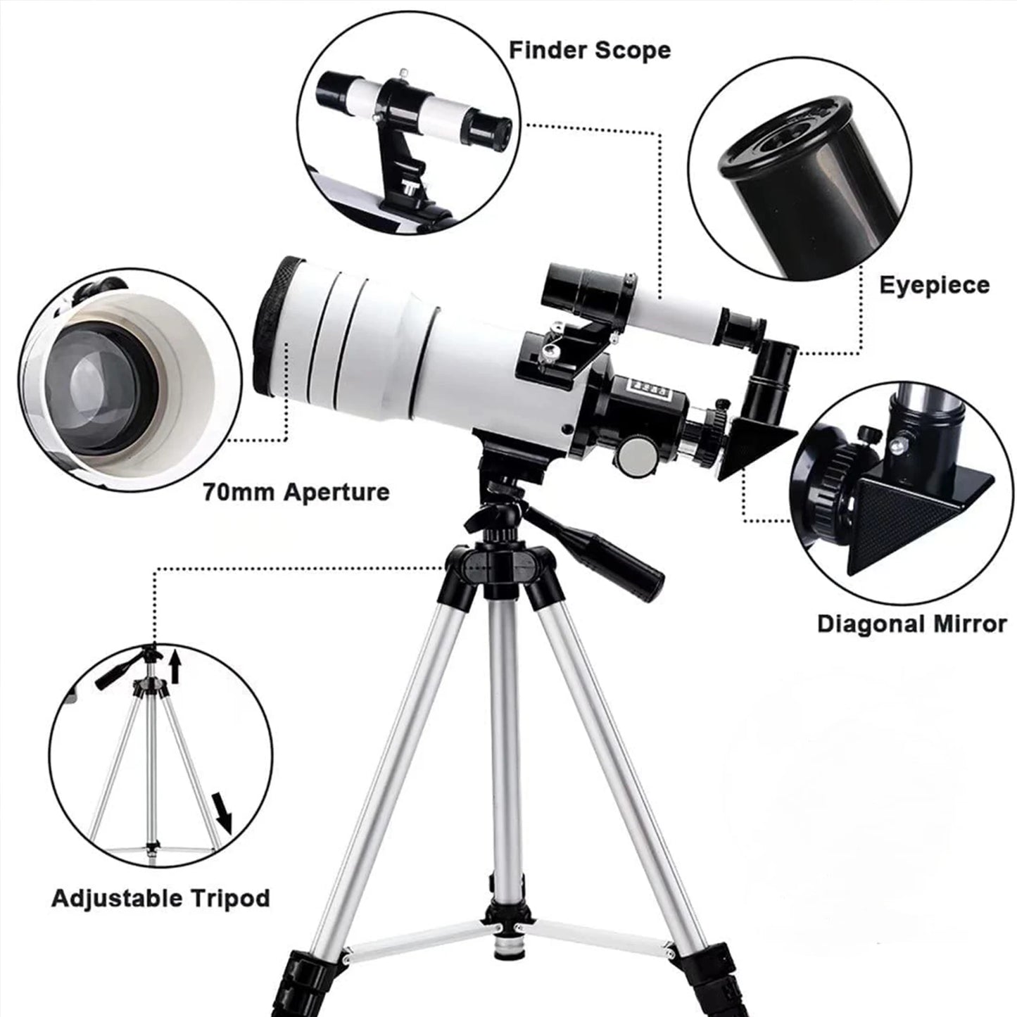 Telescópio para adultos e crianças principiantes em astronomia